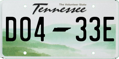 TN license plate D0433E