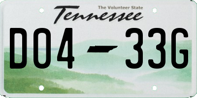 TN license plate D0433G