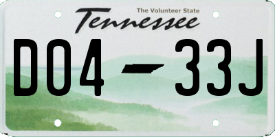 TN license plate D0433J