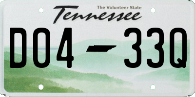TN license plate D0433Q