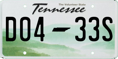TN license plate D0433S