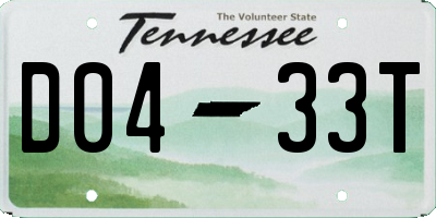 TN license plate D0433T