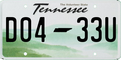 TN license plate D0433U