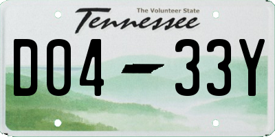 TN license plate D0433Y