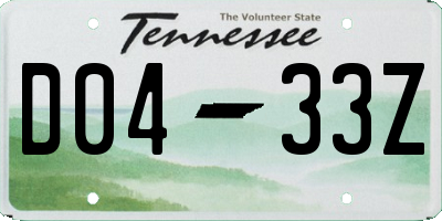 TN license plate D0433Z