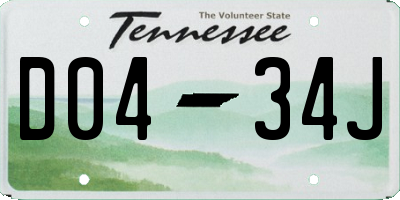 TN license plate D0434J