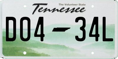 TN license plate D0434L
