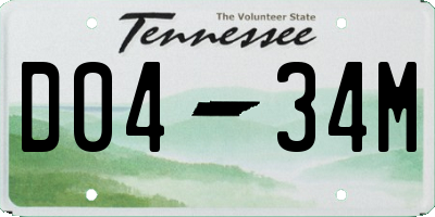 TN license plate D0434M