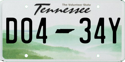 TN license plate D0434Y