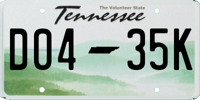 TN license plate D0435K