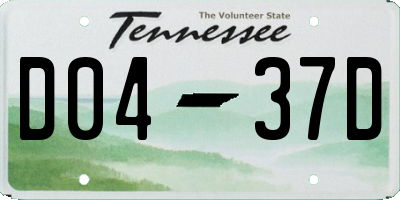 TN license plate D0437D