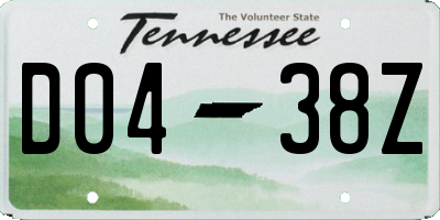 TN license plate D0438Z