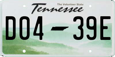 TN license plate D0439E