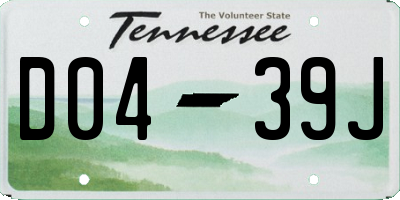 TN license plate D0439J