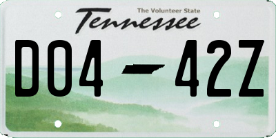 TN license plate D0442Z