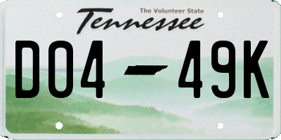 TN license plate D0449K