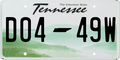 TN license plate D0449W