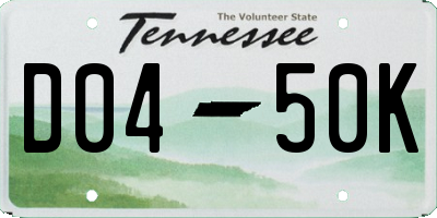 TN license plate D0450K