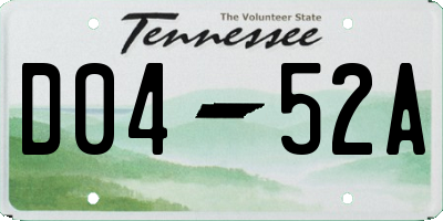 TN license plate D0452A