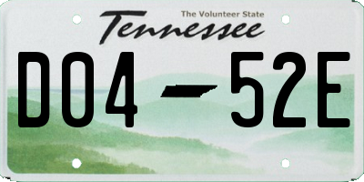 TN license plate D0452E