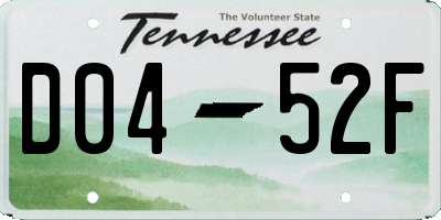 TN license plate D0452F