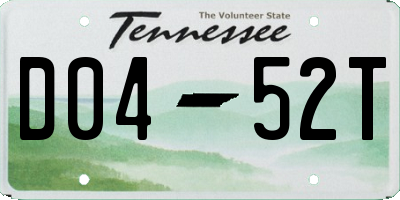 TN license plate D0452T