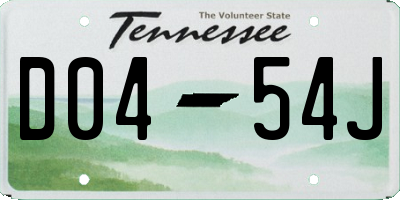 TN license plate D0454J