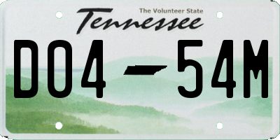 TN license plate D0454M