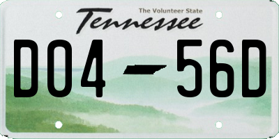 TN license plate D0456D