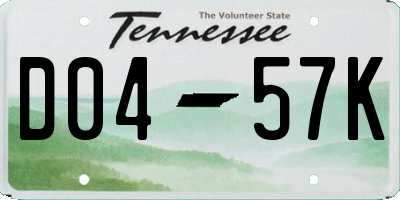 TN license plate D0457K