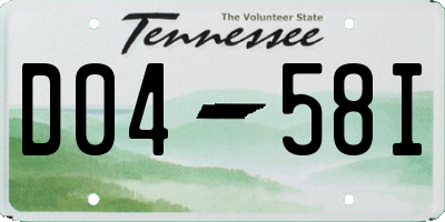 TN license plate D0458I