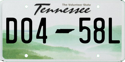 TN license plate D0458L