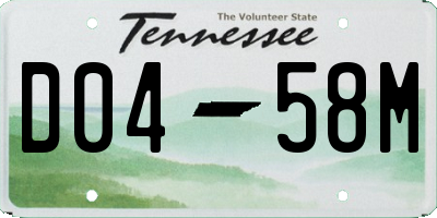 TN license plate D0458M