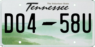 TN license plate D0458U