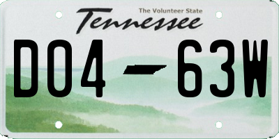 TN license plate D0463W