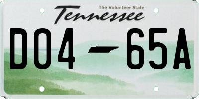 TN license plate D0465A