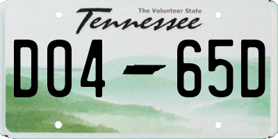 TN license plate D0465D