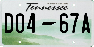 TN license plate D0467A