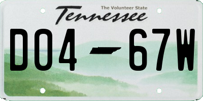 TN license plate D0467W
