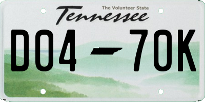 TN license plate D0470K