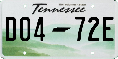 TN license plate D0472E