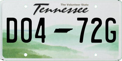 TN license plate D0472G