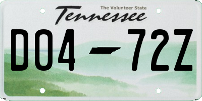 TN license plate D0472Z