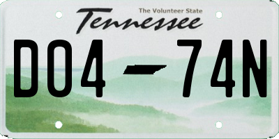 TN license plate D0474N