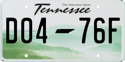 TN license plate D0476F