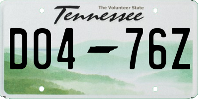 TN license plate D0476Z