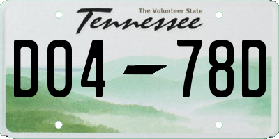 TN license plate D0478D