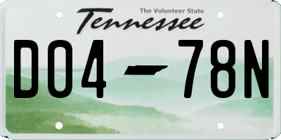 TN license plate D0478N