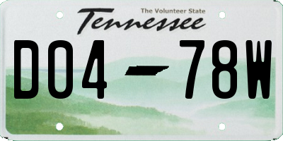 TN license plate D0478W