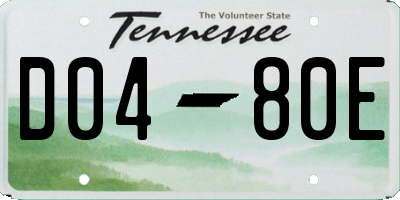 TN license plate D0480E